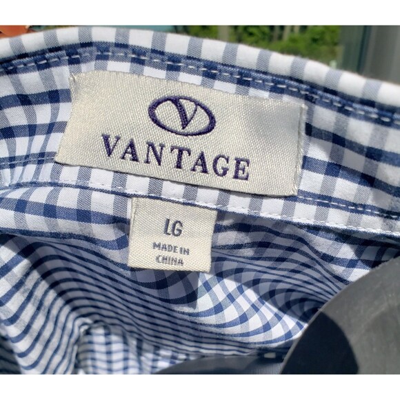 Vantage US Open Shirt Men's Large Gingham Button Down Tennis Checkered Long Slve - Picture 10 of 14